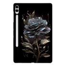 For Samsung Galaxy Tab S9+ / S9 FE+ Color Painting Pattern Smart Tablet TPU Case(Black Rose) - 1