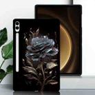 For Samsung Galaxy Tab S9+ / S9 FE+ Color Painting Pattern Smart Tablet TPU Case(Black Rose) - 2