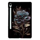 For Samsung Galaxy Tab S11 Color Painting Pattern Smart Tablet TPU Case(Black Rose) - 1