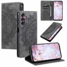 For Samsung Galaxy A36 Totem Embossed Magnetic Leather Phone Case(Grey) - 1