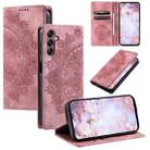For Samsung Galaxy A36 Totem Embossed Magnetic Leather Phone Case(Rose Gold) - 1