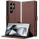 For Samsung Galaxy S22 Ultra 5G LC.IMEEKE L1 Series Frosted Fine Texture PU Phone Case(Brown) - 1