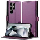 For Samsung Galaxy S22 Ultra 5G LC.IMEEKE L1 Series Frosted Fine Texture PU Phone Case(Purple) - 1