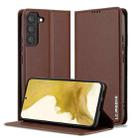 For Samsung Galaxy S21+ 5G LC.IMEEKE L1 Series Frosted Fine Texture PU Phone Case(Brown) - 1