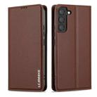 For Samsung Galaxy S21+ 5G LC.IMEEKE L1 Series Frosted Fine Texture PU Phone Case(Brown) - 2