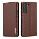 For Samsung Galaxy S22 5G LC.IMEEKE L1 Series Frosted Fine Texture PU Phone Case(Brown) - 2