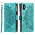 For Samsung Galaxy A06 5G Multi-Card Totem Zipper Leather Phone Case(Green) - 1