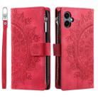 For Samsung Galaxy A06 5G Multi-Card Totem Zipper Leather Phone Case(Red) - 1