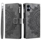 For Samsung Galaxy A06 5G Multi-Card Totem Zipper Leather Phone Case(Grey) - 1