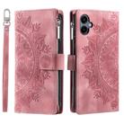 For Samsung Galaxy A06 5G Multi-Card Totem Zipper Leather Phone Case(Pink) - 1
