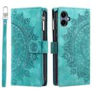 For Samsung Galaxy A07 4G Multi-Card Totem Zipper Leather Phone Case(Green) - 1