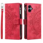 For Samsung Galaxy A07 4G Multi-Card Totem Zipper Leather Phone Case(Red) - 1