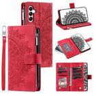 For Samsung Galaxy A17 5G Multi-Card Totem Zipper Leather Phone Case(Red) - 1