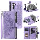 For Samsung Galaxy A17 5G Multi-Card Totem Zipper Leather Phone Case(Purple) - 1