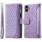 For Samsung Galaxy A06 5G / 4G Grid Texture Zipper Leather Phone Case with Lanyard(Purple) - 1