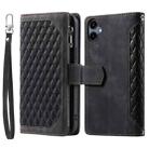 For Samsung Galaxy A06 5G / 4G Grid Texture Zipper Leather Phone Case with Lanyard(Black) - 1