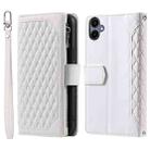 For Samsung Galaxy A06 5G / 4G Grid Texture Zipper Leather Phone Case with Lanyard(White) - 1