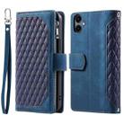 For Samsung Galaxy A07 4G Grid Texture Zipper Leather Phone Case with Lanyard(Blue) - 1
