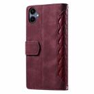 For Samsung Galaxy A07 4G Grid Texture Zipper Leather Phone Case with Lanyard(Wine Red) - 3