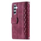 For Samsung Galaxy A17 5G Grid Texture Zipper Leather Phone Case with Lanyard(Wine Red) - 3