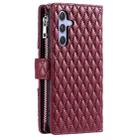 For Samsung Galaxy A16 5G Glitter Lattice Zipper Wallet Leather Phone Case(Wine Red) - 3