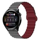 20mm Two Color Magnetic Silicone Watch Band(Grey Wine Red) - 1