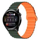 20mm Two Color Magnetic Silicone Watch Band(Dark Green Orange) - 1