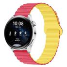 22mm Two Color Magnetic Silicone Watch Band(Magenta Light Yellow) - 1