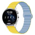 22mm Two Color Magnetic Silicone Watch Band(Light Yellow Mist Blue) - 1