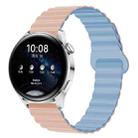 22mm Two Color Magnetic Silicone Watch Band(Pink Sand Mist Blue) - 1