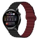 22mm Two Color Magnetic Silicone Watch Band(Black Wine Red) - 1