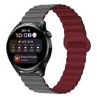 22mm Two Color Magnetic Silicone Watch Band(Grey Wine Red) - 1