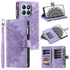 For Honor X6b 4G Global Multi-Card Totem Zipper Leather Phone Case(Purple) - 1