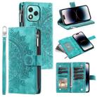 For Honor 400 Lite Multi-Card Totem Zipper Leather Phone Case(Green) - 1