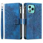For Honor 400 Lite Multi-Card Totem Zipper Leather Phone Case(Blue) - 2