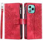 For Honor 400 Lite Multi-Card Totem Zipper Leather Phone Case(Red) - 2