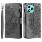 For Honor 400 Lite Multi-Card Totem Zipper Leather Phone Case(Grey) - 2