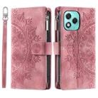 For Honor 400 Lite Multi-Card Totem Zipper Leather Phone Case(Pink) - 2