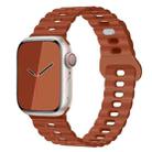 For Apple Watch SE 2023 44mm Reverse Buckle Breathable Silicone Watch Band(Saddle Brown) - 1