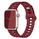 For Apple Watch SE 2023 44mm Reverse Buckle Breathable Silicone Watch Band(Wine Red) - 1