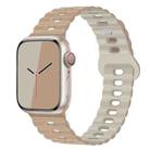 For Apple Watch SE 2023 44mm Reverse Buckle Breathable Silicone Watch Band(Milk Tea Rock White) - 1