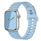 For Apple Watch SE 2023 44mm Reverse Buckle Breathable Silicone Watch Band(Sky Blue) - 1