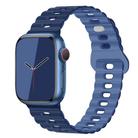 For Apple Watch SE 2023 44mm Reverse Buckle Breathable Silicone Watch Band(Dark Light Navy Blue) - 1