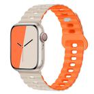 For Apple Watch SE 2023 44mm Reverse Buckle Breathable Silicone Watch Band(Starlight Orange) - 1