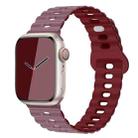 For Apple Watch SE 2023 44mm Reverse Buckle Breathable Silicone Watch Band(Smoke Purple Wine Red) - 1