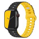 For Apple Watch SE 2023 40mm Reverse Buckle Breathable Silicone Watch Band(Black Yellow) - 1