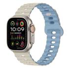 For Apple Watch Ultra 49mm Reverse Buckle Breathable Silicone Watch Band(Antique White Mist Blue) - 1