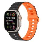 For Apple Watch Ultra 49mm Reverse Buckle Breathable Silicone Watch Band(Black Orange) - 1