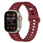 For Apple Watch Ultra 49mm Reverse Buckle Breathable Silicone Watch Band(Wine Red) - 1