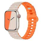 For Apple Watch Ultra 49mm Reverse Buckle Breathable Silicone Watch Band(Starlight Orange) - 1